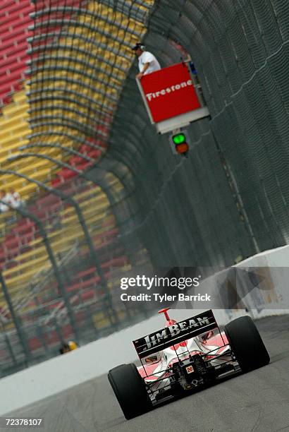 Dan Wheldon, driver of the Andretti Green Racing Honda Dallara, during practice for the Indy Racing League IndyCar Series Firestone Indy 225 on...