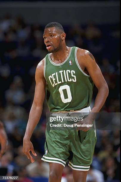 Close up of Walter McCarty of the Boston Celtics as he moves during the game against the Washington Wizards at the MCI Center in Washington, D.C. The...