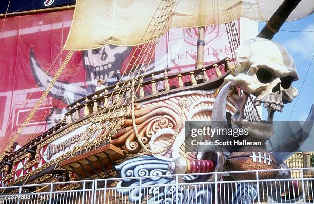 General view of pirate ship decor at the stadium during the game between the Carolina Panthers and the Tampa Bay Buccaneers at the Raymond James...