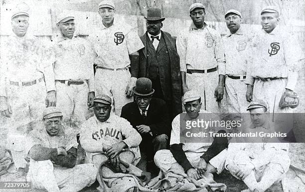 The St. Paul Gophers Baseball Team, champions of the United States Negro League, poses for a picture during their championship season of 1908.