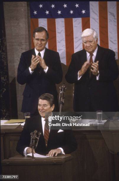 President Ronald Reagan delivering his State of the Union Address.