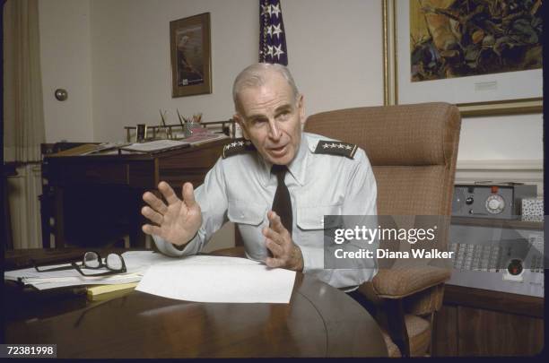 Chairman Joint Chiefs of Staff General John Vessey in his Pentagon office.