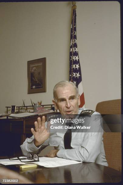 Chairman Joint Chiefs of Staff General John Vessey in his Pentagon office.