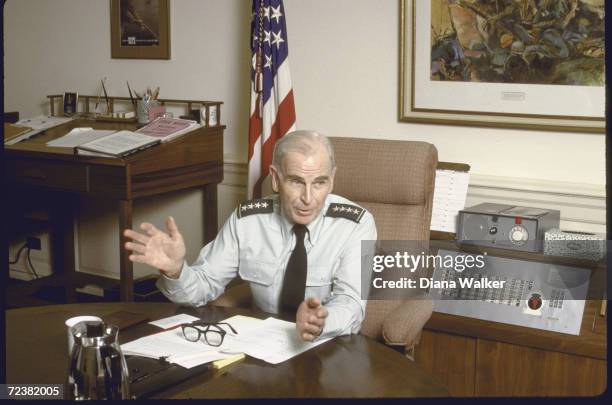 Chairman Joint Chiefs of Staff General John Vessey in his Pentagon office.