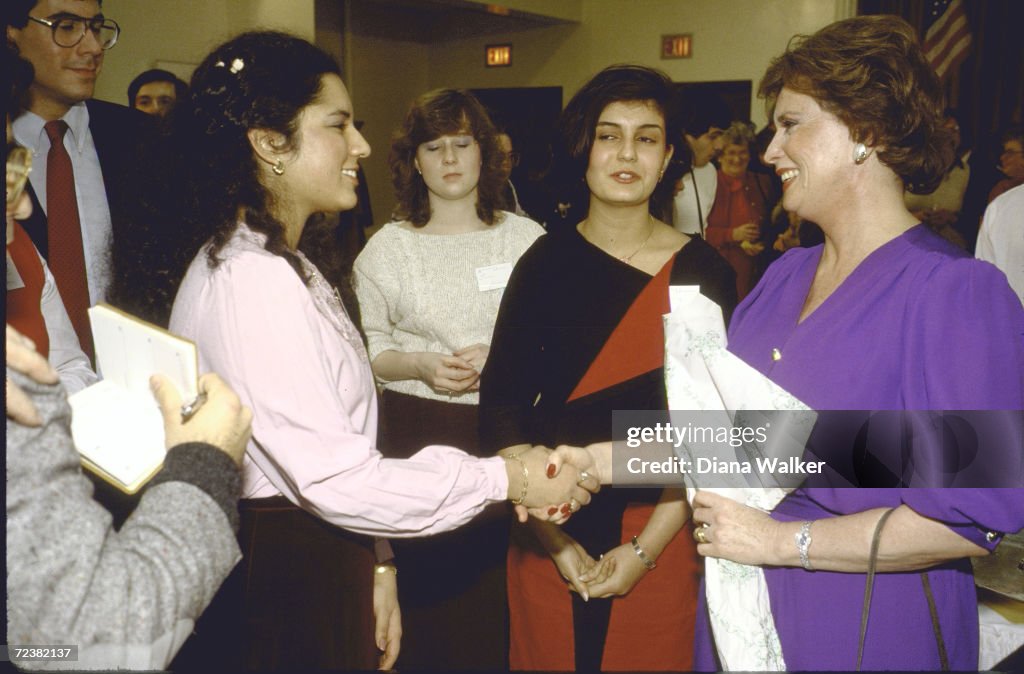 Jihan Sadat wife of late Egyptian pres Anwar Sadat at rec