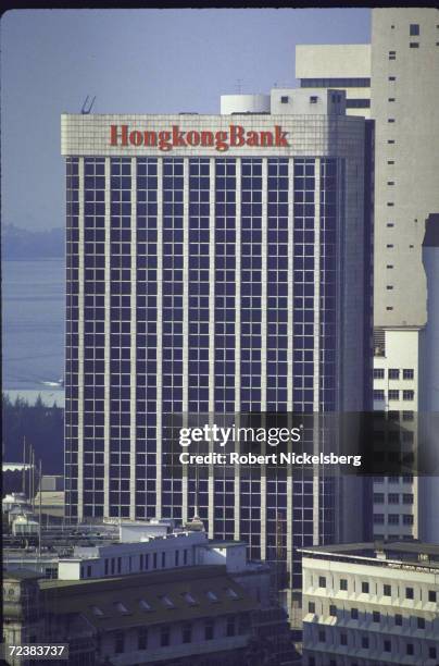 Singapore skyline with view of Hong Kong Bank building.