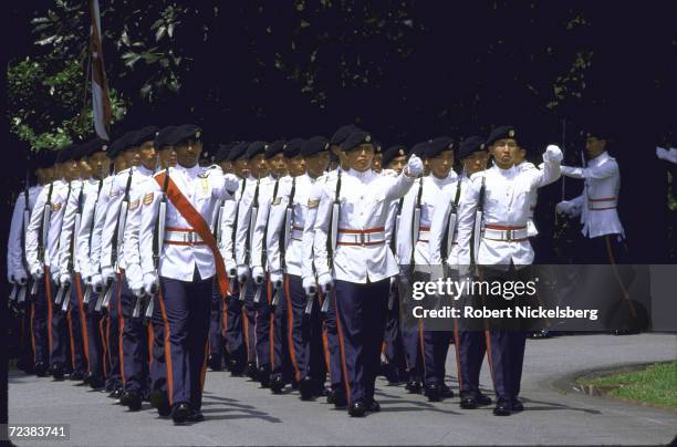 Singapore honor guard during Philippine President Corazon Aquino's visit.
