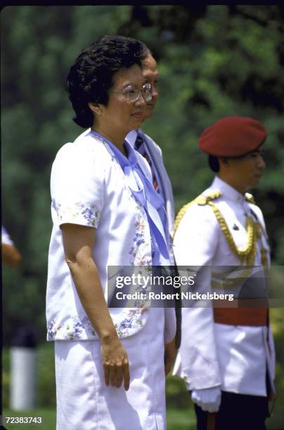 Philippine President Corazon Aquino during visit to Singapore.