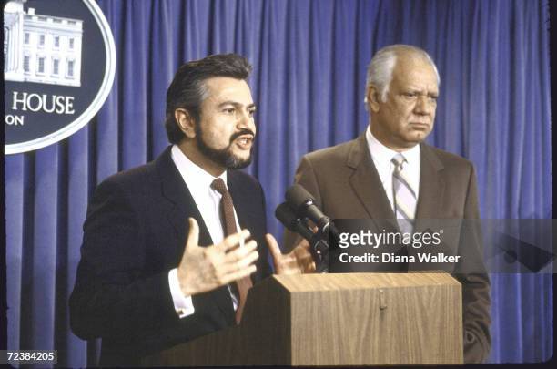 Contra ldrs. Alfonso Robelo and Adolfo Calero at the White House.
