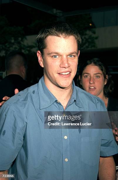 Actor Matt Damon arrives at a screening of the film The Bourne Identity at the Burberry Store June 12, 2002 in New York City. The screening beneftis...