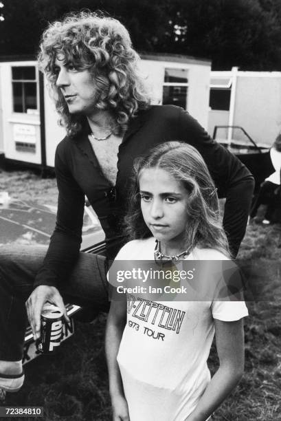 Led Zeppelin lead singer Robert Plant with daughter Carmen Jane at Knebworth House.