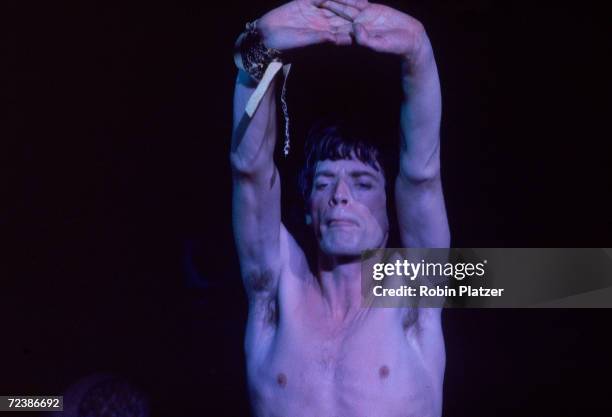 Rolling Stones singer Mick Jagger performing.