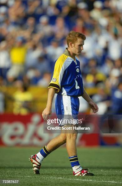 Leo Cullen of the Miami Fusion looking on during the game against the New England Revolution at the Lockhart Stadium in Fort Lauderdale, Florida. The...