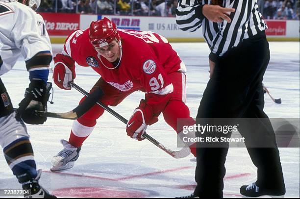 Sergei Fedorov of the Detroit Red Wings in action during a Stanley Cup Final game against the Washington Capitals at the MCI Center in Washington...