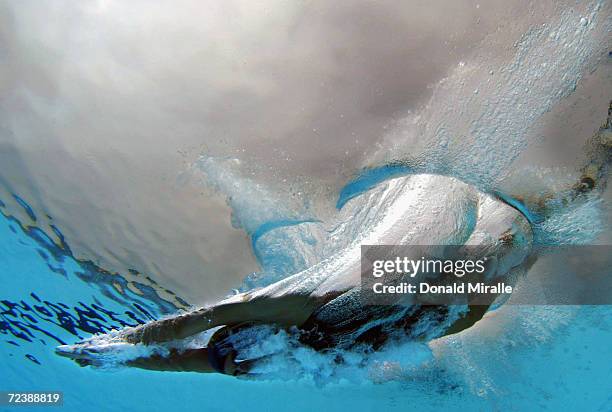 Julia Stowers enters the water in the Women's 400M Freestyle prelims session during the US Olympic Swimming Trials at the Charter All Digital...