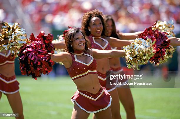 View of the Washington Redskins cheerleaders during a game against the Dallas Cowboys at the Redskins Stadium in Landover, Maryland. The Cowboys...