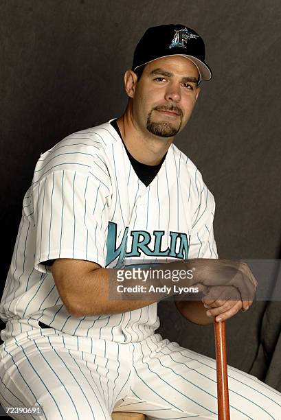 Mike Lowell of the Florida Marlins is pictured during the Marlins media day at at their spring training facility in Viera , Florida. DIGITAL IMAGE.