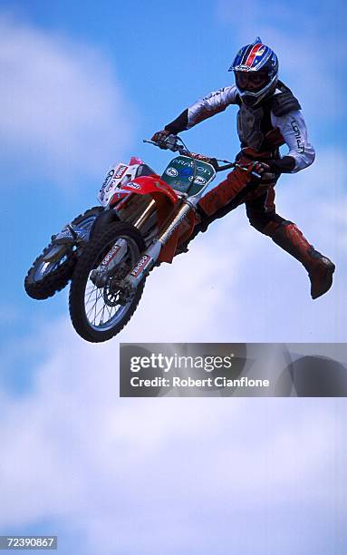 Robbie Marshall of Australia in action during the Freestyle Moto-Cross practice session for the Planet X Summer Xtreme Games, which begin tomorrow at...