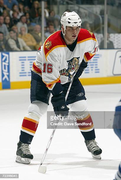 Nathan Horton of the Florida Panthers skates during the game against the Toronto Maple Leafs at the Air Canada Centre on October 9, 2006 in Toronto,...