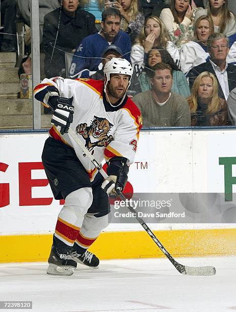 Todd Bertuzzi of the Florida Panthers skates during the game against the Toronto Maple Leafsat the Air Canada Centre on October 9, 2006 in Toronto,...