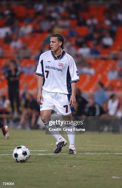 Defender Daniel Hernandez of the New England Revolution dribbles the ball during the MLS match against D.C. United at RFK Stadium in Washington D.C....