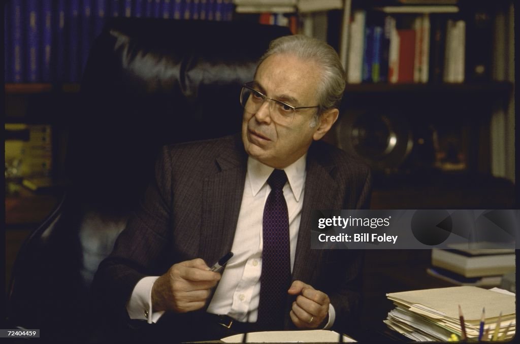 UN Secretary General Javier Perez de Cuellar talking in
