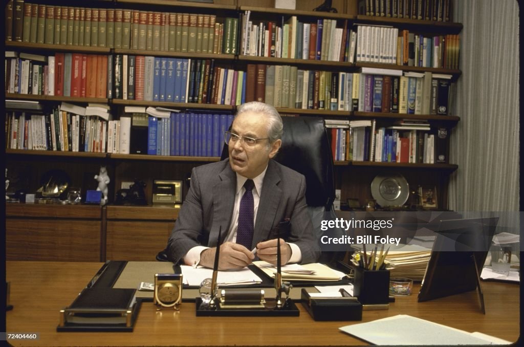 UN Secretary General Javier Perez de Cuellar talking in