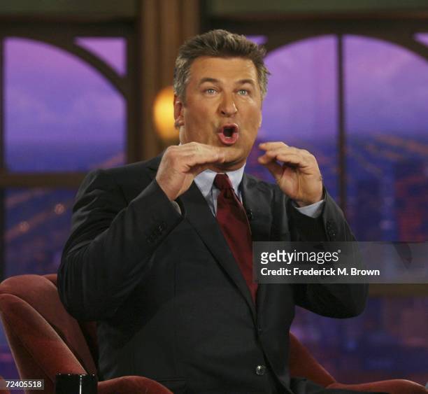 Actor Alec Baldwin speaks during a segment of The Late Late Show with Craig Ferguson at CBS Television Studios on November 3, 2006 in Los Angeles,...