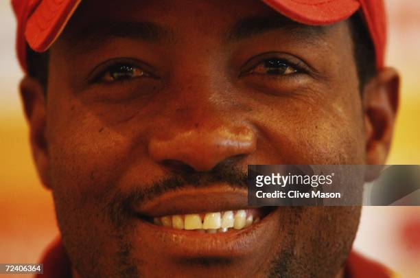 Brian Lara of West Indies talks during a press conference ahead of the ICC Champions Trophy Final between Australia and West Indies at the Brabourne...