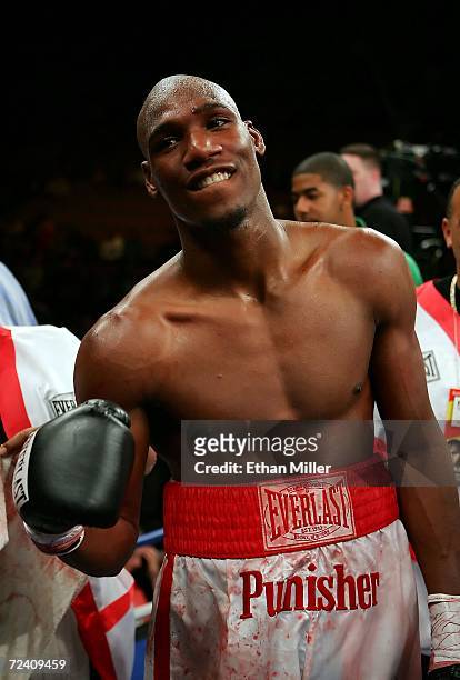 Paul Williams poses after his fight against Santos Pakau of New Zealand after their welterweight fight at the Mandalay Bay Events Center November 4,...