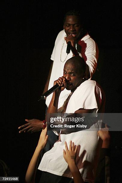 Pusha T and Malice of The Clipse perform onstage during the CMJ Music Fest at The Knitting Factory November 4, 2006 in New York City.