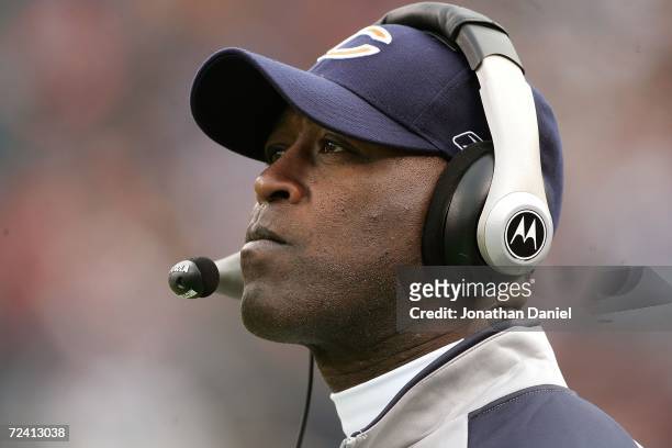 Head Coach Lovie Smith of the Chicago Bears looks on during a game against the Miami Dolphins on November 5, 2006 at Soldier Field in Chicago,...