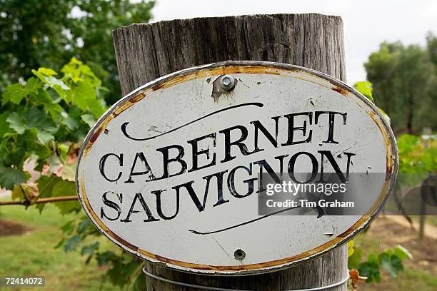 Cabernet Sauvignon sign in the Pepper Tree Winery, Hunter Valley, Australia.