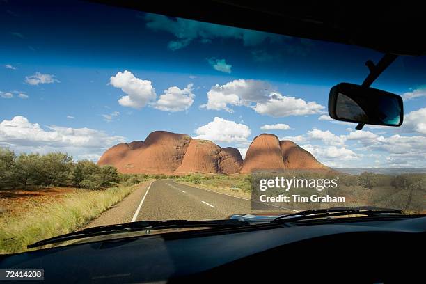 The Olgas, Kata Tjuta seen from inside a car, Red Centre, Australia.