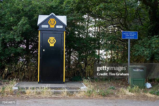 Phone box for Automobile Association motorists in Brancaster, Norfolk, UK.