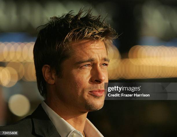 Actor Brad Pitt arrives at the Paramount Vantage premiere of "Babel" held at the FOX Westwood Village theatre on November 5, 2006 in Westwood,...