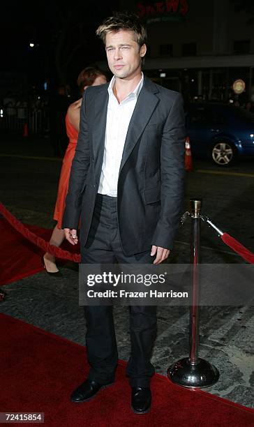 Actor Brad Pitt arrives at the Paramount Vantage premiere of "Babel" held at the FOX Westwood Village theatre on November 5, 2006 in Westwood,...