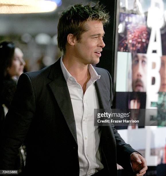 Actor Brad Pitt arrives at the Paramount Vantage premiere of "Babel" held at the FOX Westwood Village theatre on November 5, 2006 in Westwood,...