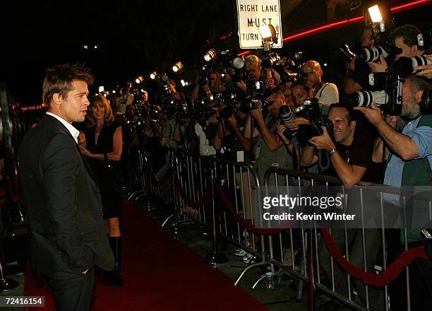 Actor Brad Pitt arrives at the Paramount Vantage premiere of "Babel" held at the FOX Westwood Village theatre on November 5, 2006 in Westwood,...