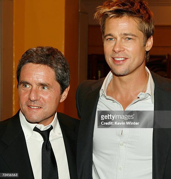 Of Paramount Pictures Brad Grey and actor Brad Pitt arrive at the Paramount Vantage premiere of "Babel" held at the FOX Westwood Village theatre on...
