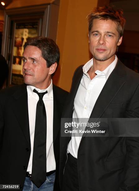 Of Paramount Pictures Brad Grey and actor Brad Pitt arrive at the Paramount Vantage premiere of "Babel" held at the FOX Westwood Village theatre on...