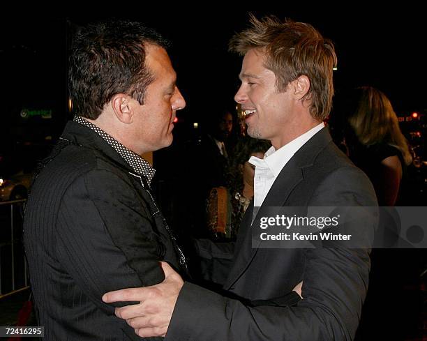 Actor Tom Sizemore and actor Brad Pitt arrives at the Paramount Vantage premiere of "Babel" held at the FOX Westwood Village theatre on November 5,...