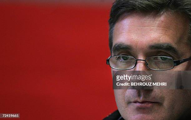 Friedrichshafen, GERMANY: -- A file photo taken 07 June 2006 shows Croatian head coach of the Iranian team Branko Ivankovic giving a press conference...