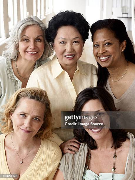 mature women - five friends unity stock pictures, royalty-free photos & images