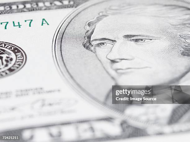 close up of a ten dollar note - alexander hamilton bildbanksfoton och bilder