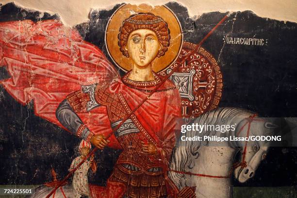 church of archangel michael. fresco. st michael. - archangel stock pictures, royalty-free photos & images