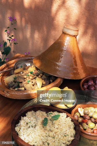 lamb stew in a tagine - couscous imagens e fotografias de stock