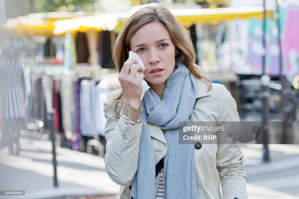 Woman  with rhinitis