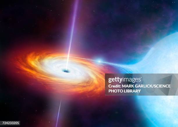 artwork of x-ray binary system - black hole stock illustrations