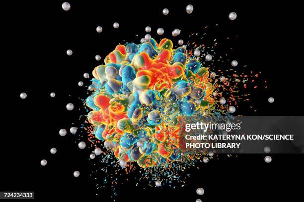 stockillustraties, clipart, cartoons en iconen met destruction of hepatitis b virus, illustration - destruction